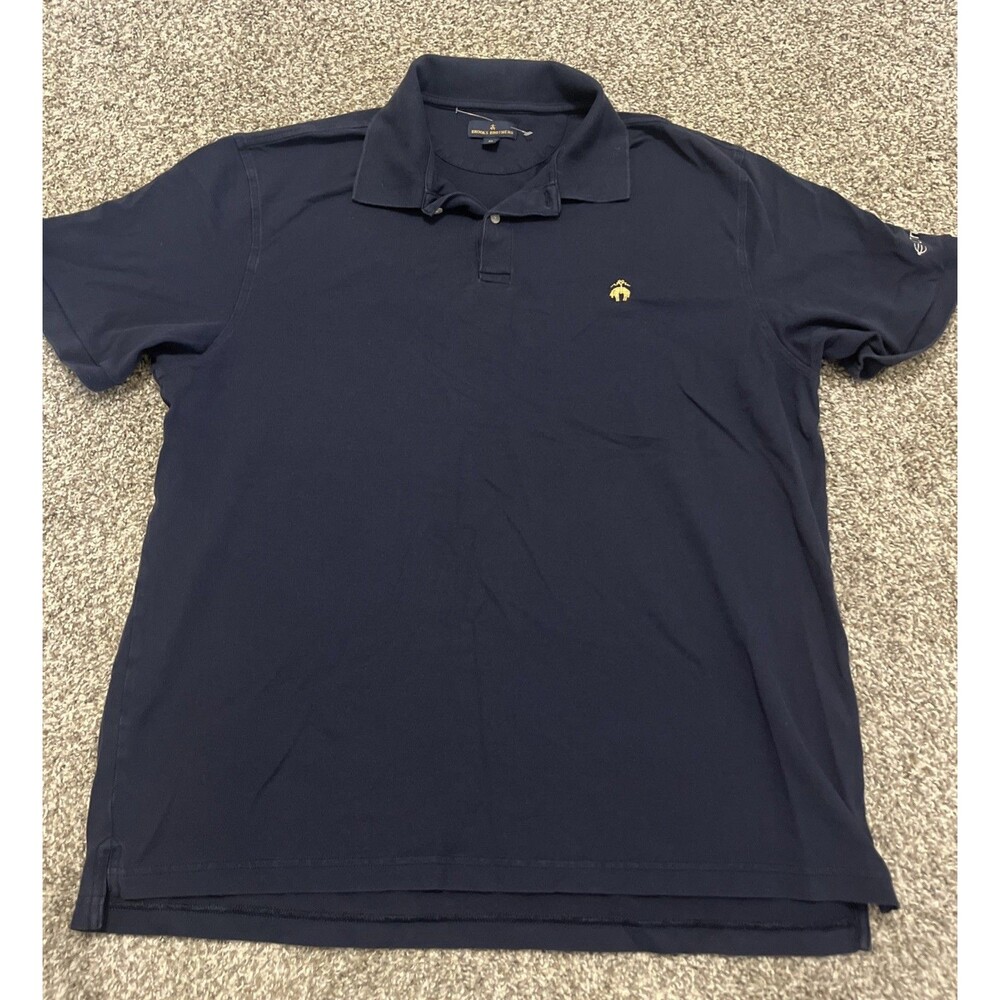 BROOKS BROTHERS Men's Performance Polo Shirt Pima Cotton Blend Navy Blue Size XL